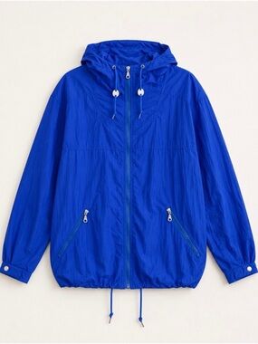 Vintage Nordstrom Blue Hooded Windbreaker Oversized Jacket Small